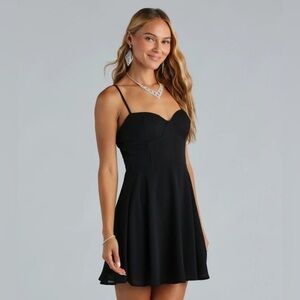 Dainty Hooligan Black Fit and Flare Mini Dress